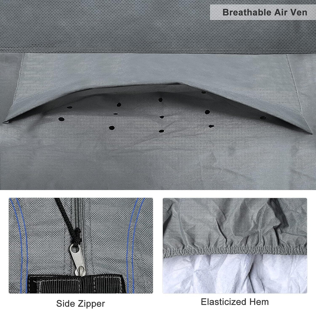 Heavy Duty RV Cover with 4 Tire Covers, Tongue Jack Cover, 2 Extra Straps, Gutter Cover D43078