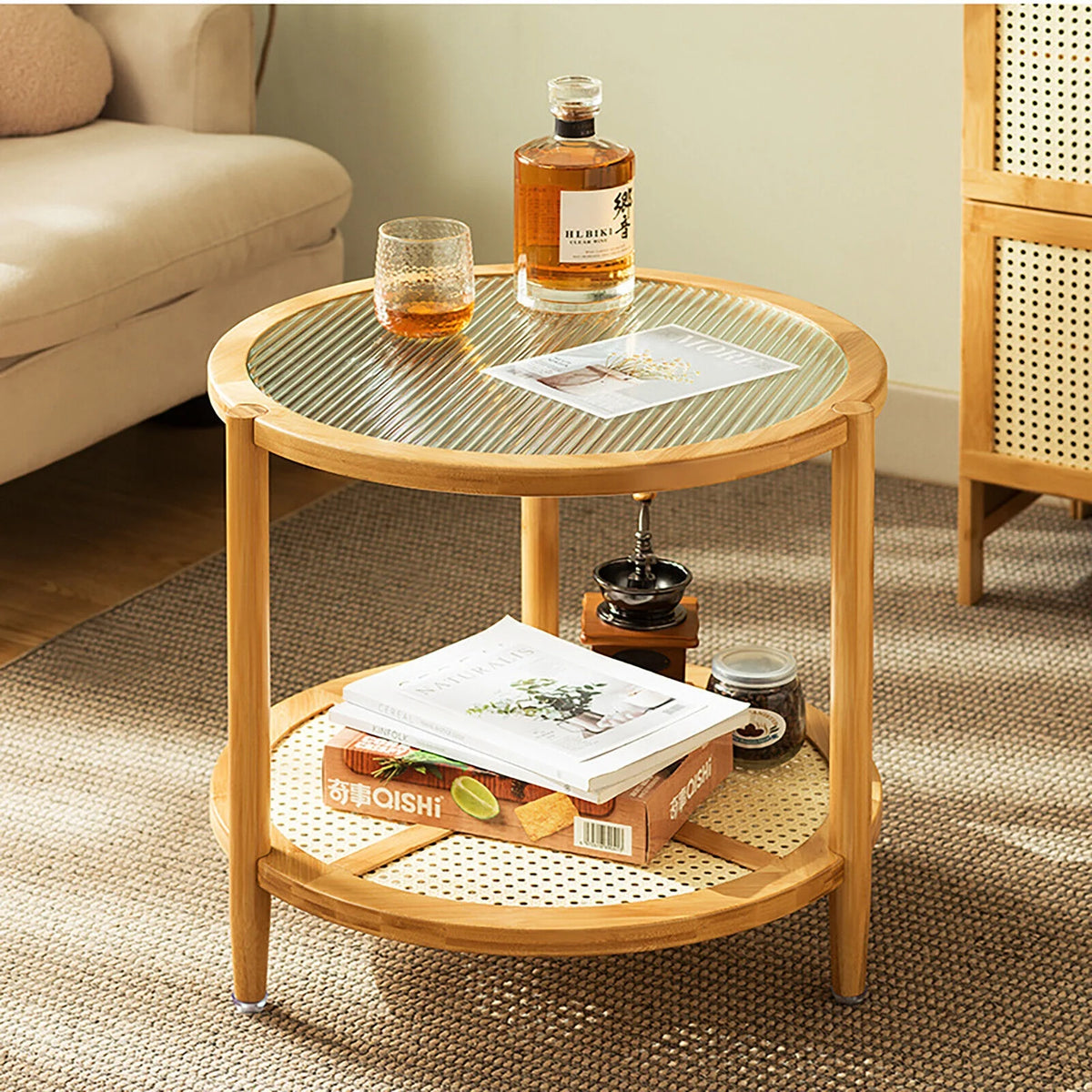 Round 2-Tier Sofa Side End Table D312