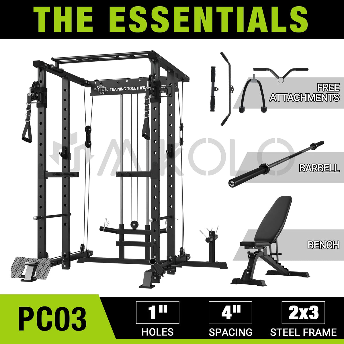 Power Rack Cage with Cable Crossover Machine U783