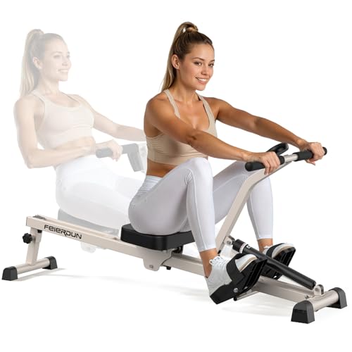 Compact Adjustable Rowing Machine 300LBS Weight Capacity 12 Levels Resistance Foldable Hydraulic Rower Q86963