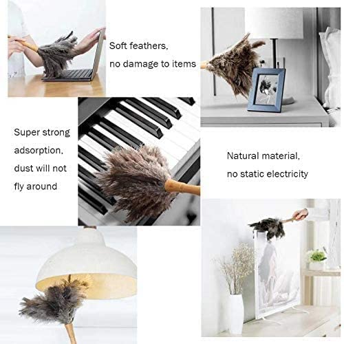Black 16" 2Pieces Ostrich Feather Duster with Wooden Handle O403