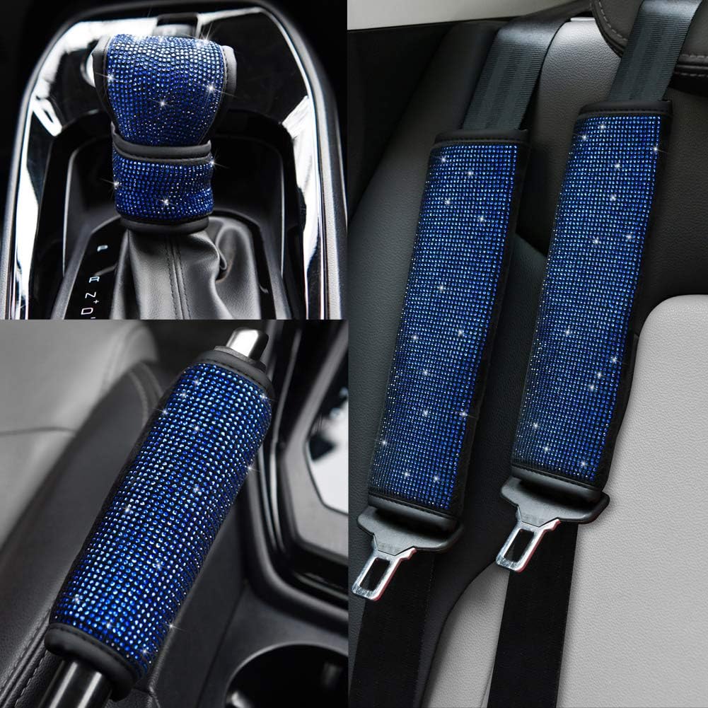 Soft Velvet Seat Belt Shoulder Pads with Rhinestones 4 Pack Set G813018