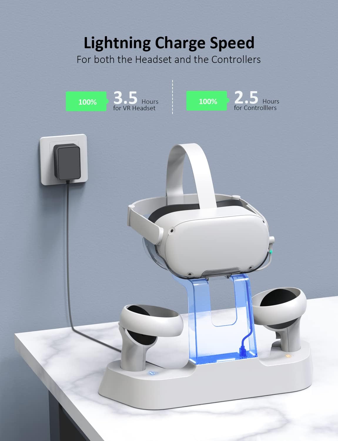 Charging Dock with LED Light, Headset Display Stand and Controller Mount A915906