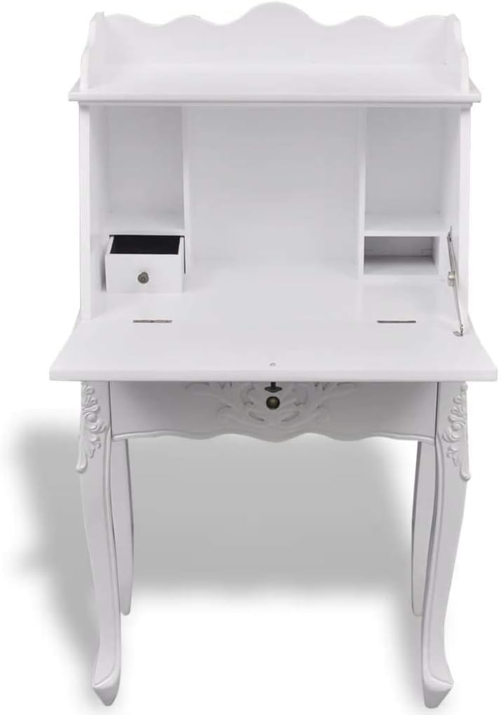 Wooden Secretary Desk with Storage Drawer and Shelves M301176