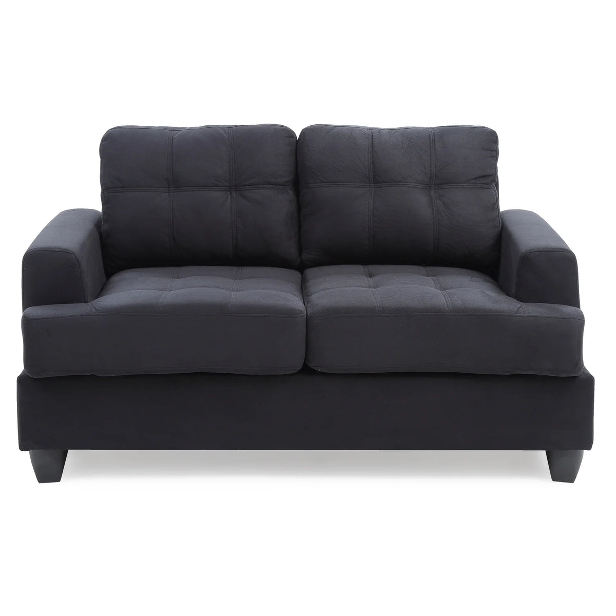 Black Microsuede Loveseat E4795