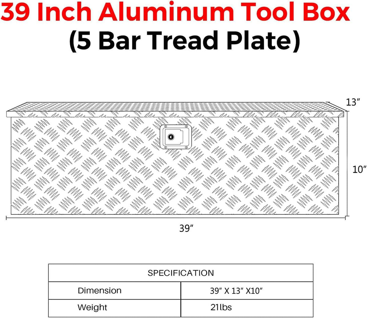 Truck Bed Tool Box with Lock Latch, 24 X 17 X 18 Inch Aluminum Black E595