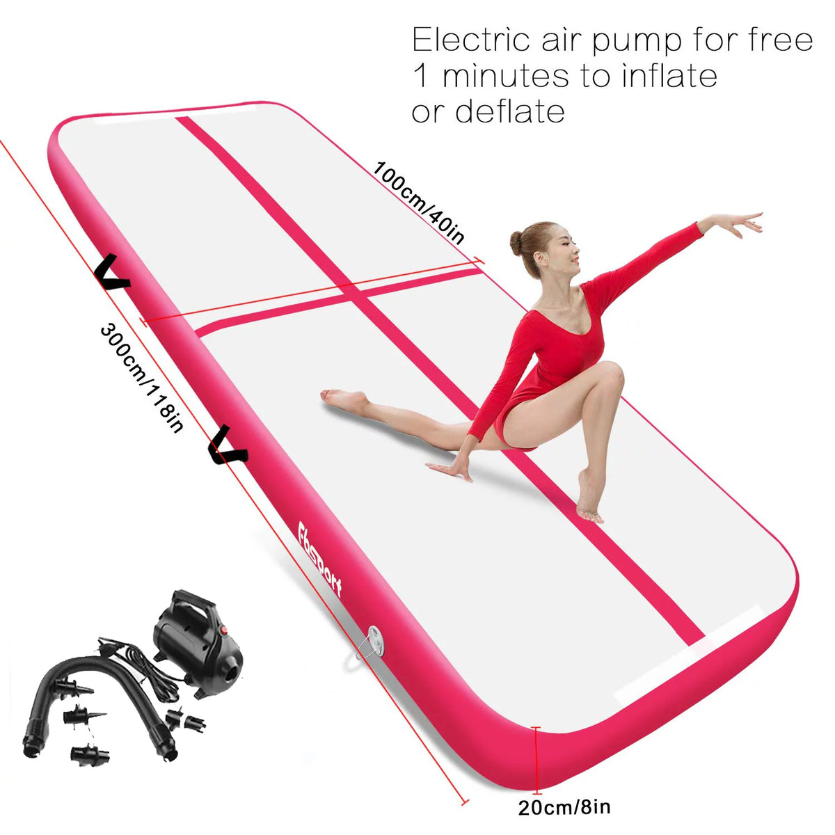 Pink Inflatable Gymnastic Air Track Mat J74161