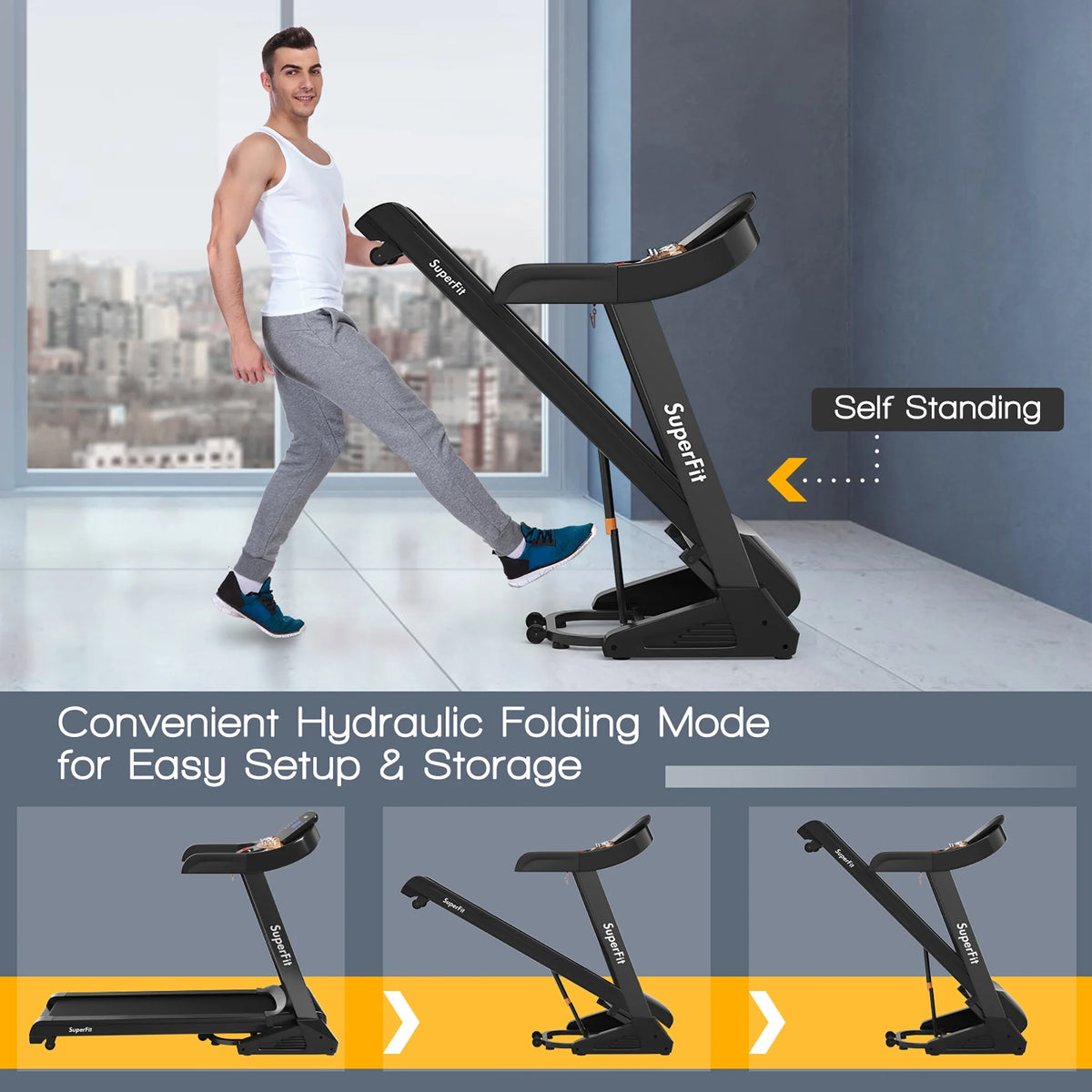 3.75HP Electric Folding Treadmill with Auto Incline K624091