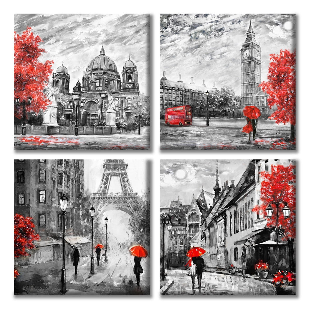 Black White Red Canvas Wall Art P69338
