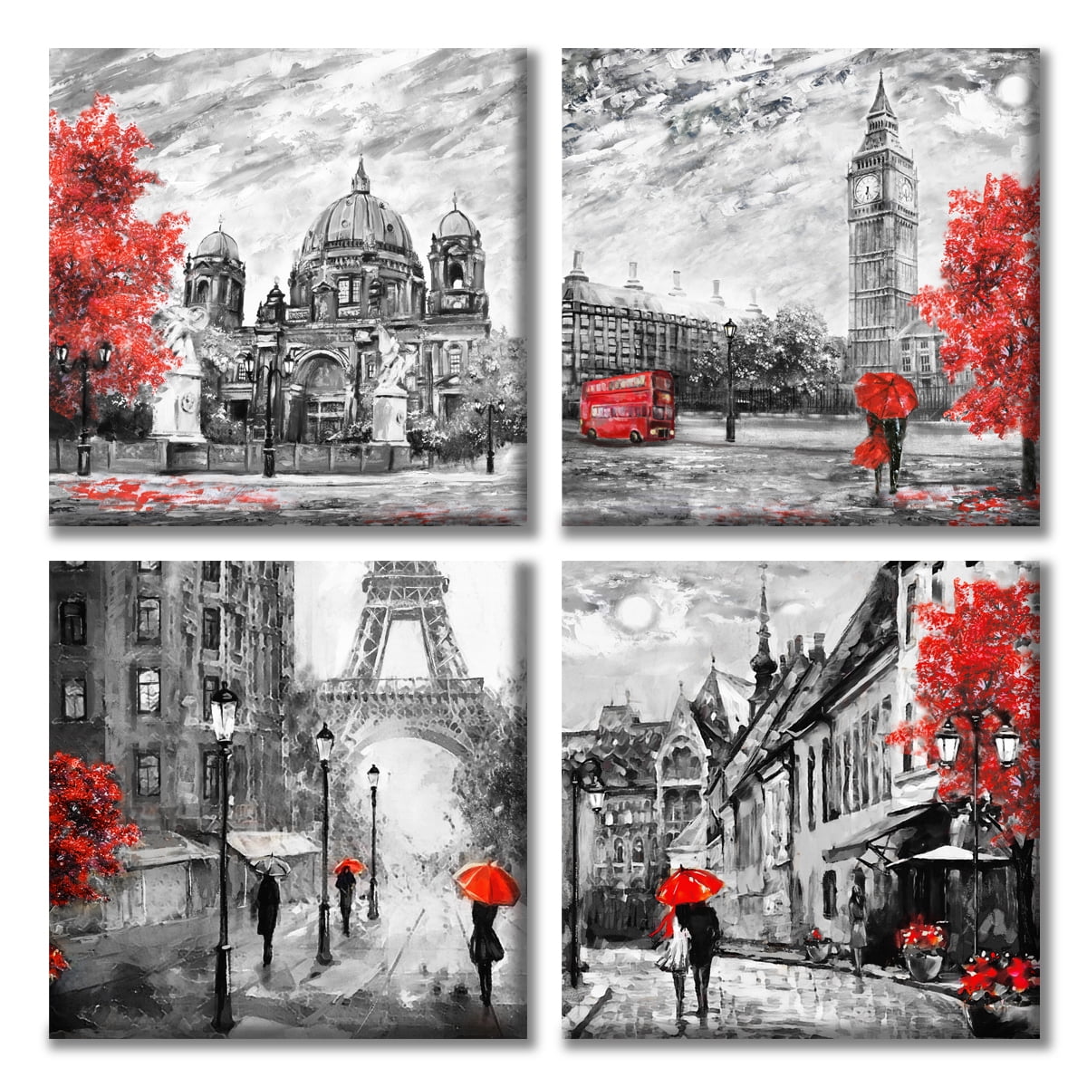 Black White Red Canvas Wall Art P69338