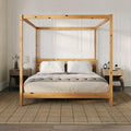 Black Solid Wood King-Size Canopy Bedframe Y68728