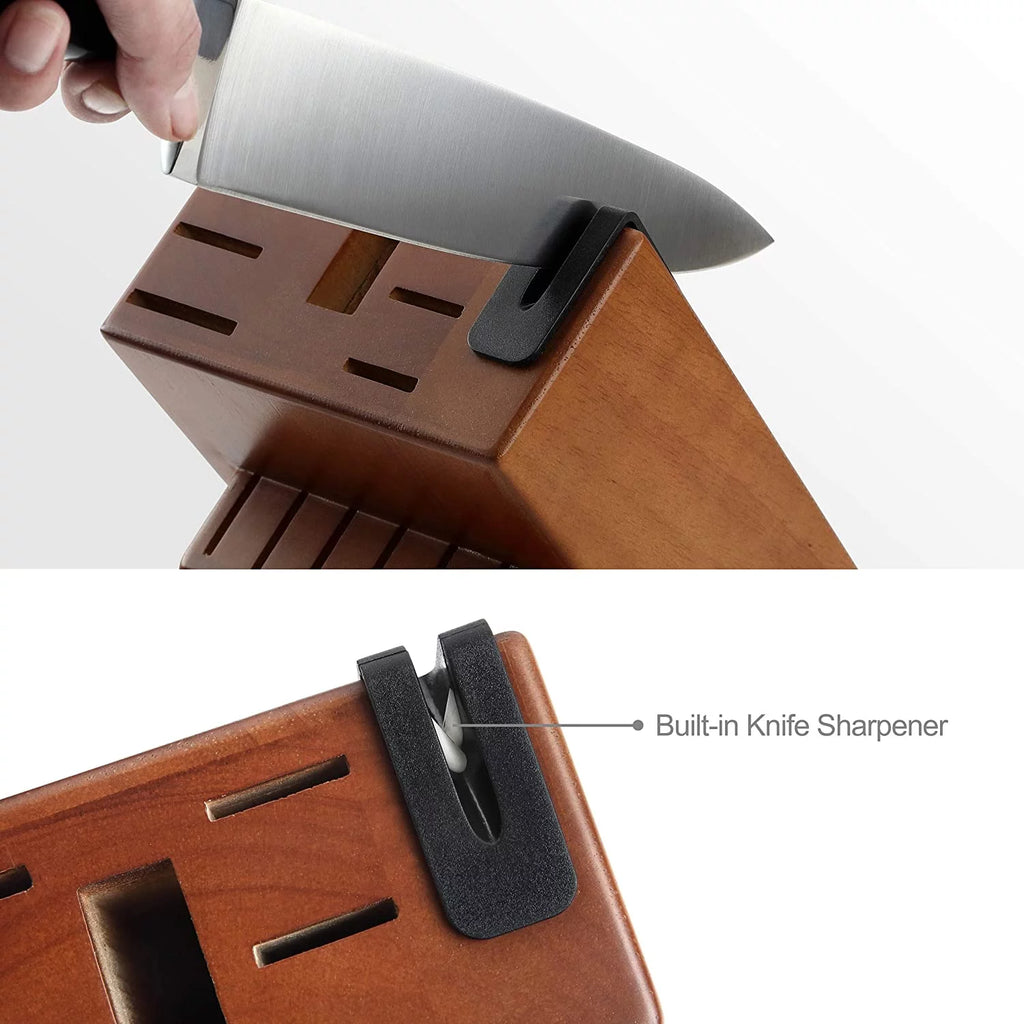 15 Pieces Kitchen Knife Block Set with Built-in Sharpener U42461