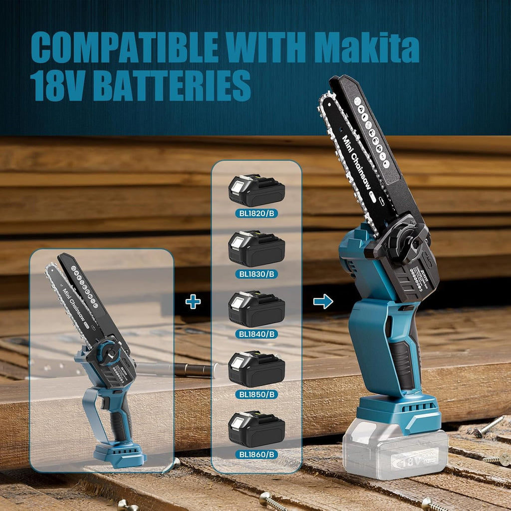 Mini Chainsaw Cordless 6 Inch & 8 Inch Brushless Handheld Chain Saw with Oiler Electric Chainsaw C494079