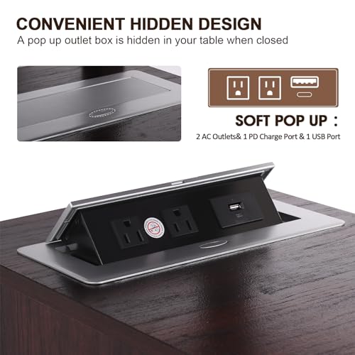White Nightstand with Charging Station and Adjustable Shelf N8159