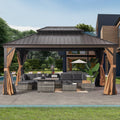 10'x12' Hardtop Steel Aluminum Gazebo with Curtains and Netting Z493