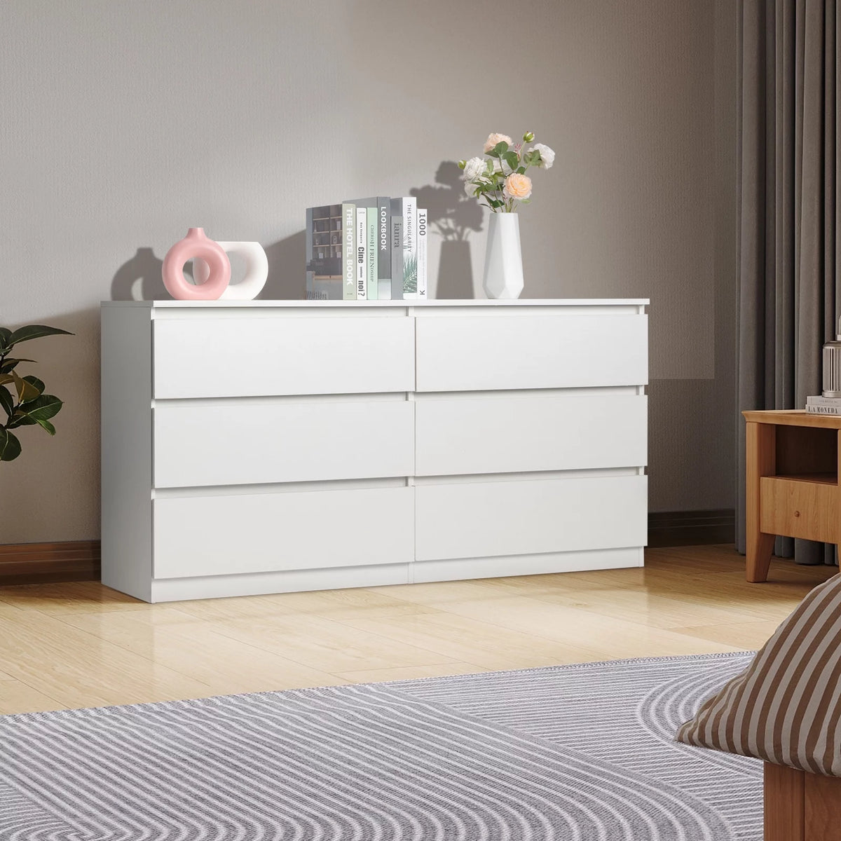 White 6 Drawer Double Dresser F937