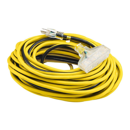 100 ft. 12/3 Gauge Multiple Outlet Extension Cord with Indicator Light, Yellow, Black N218330