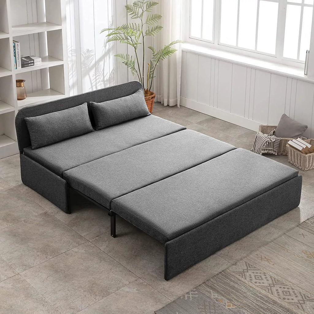 Queen Size Convertible Linen Sleeper Sofa Bed Dark Gray G114179
