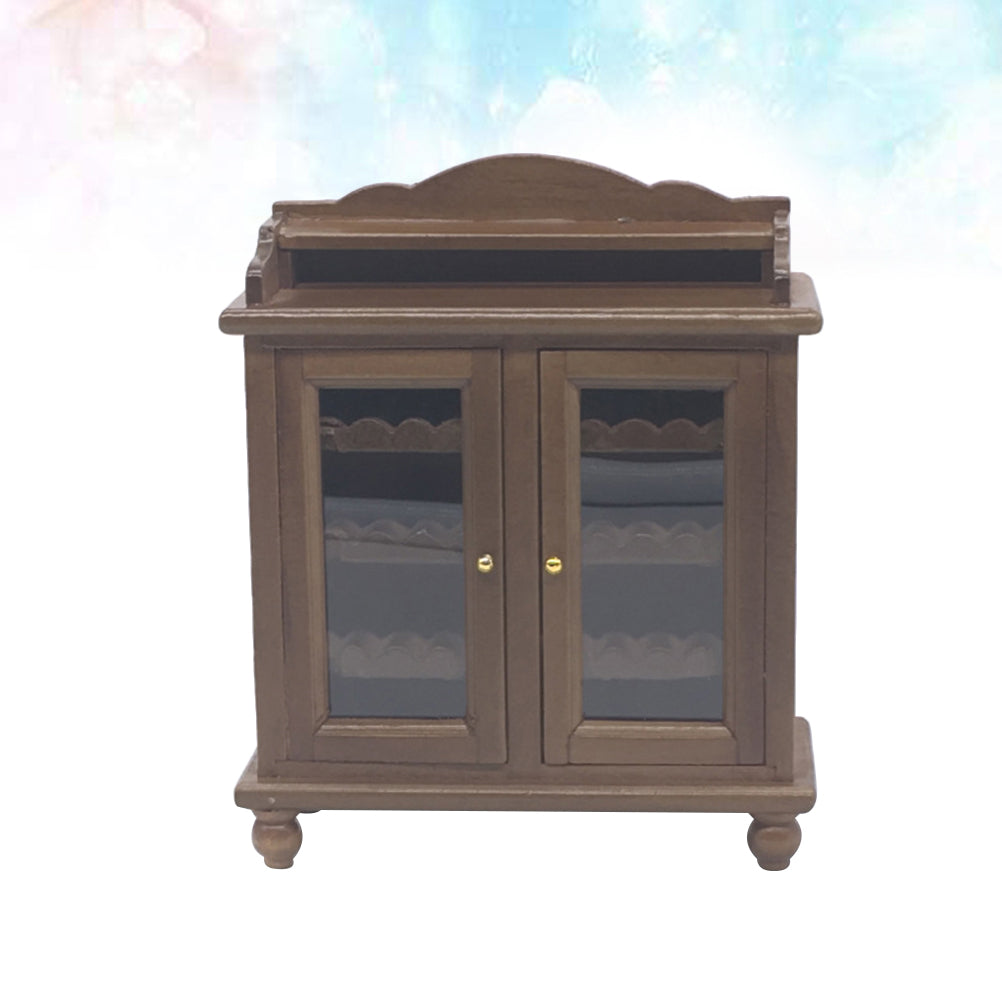Walnut Color Mini Wooden Wine Cabinet Model B74793