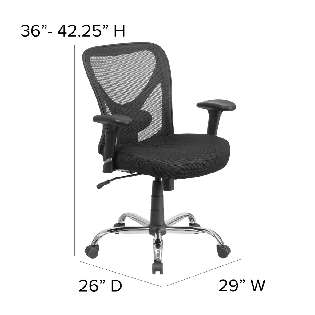 Black Mesh Ergonomic Task Office Chair with Adjustable Back and Arms N2654