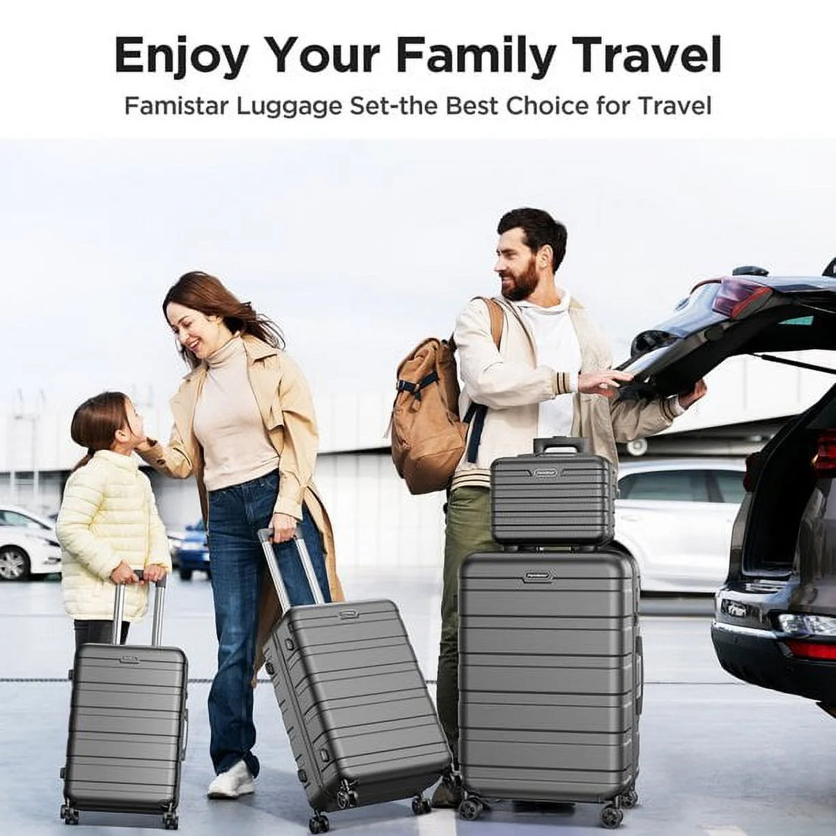 5 Piece Hardside Luggage Suitcase Set with 360° Double Spinner Wheels Integrated TSA Lock ABS Hardshell W896781