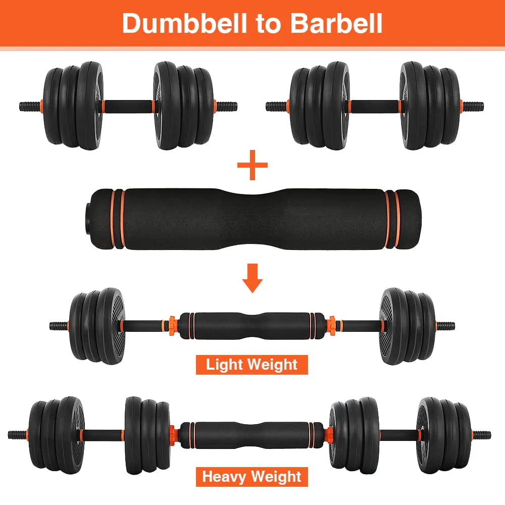 55lb Adjustable Dumbbell, Barbell, and Kettlebell Set A726