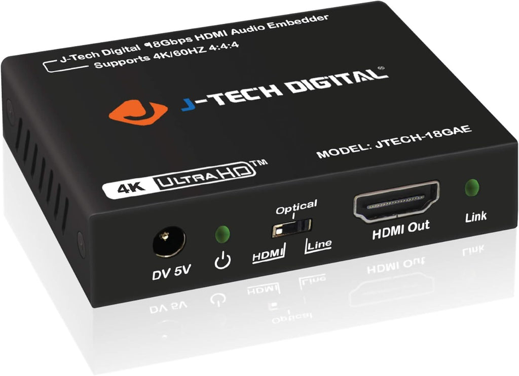 18Gbps HDMI Embedder Inserter with TOSLINK Optical 3.5mm Audio Input B532166