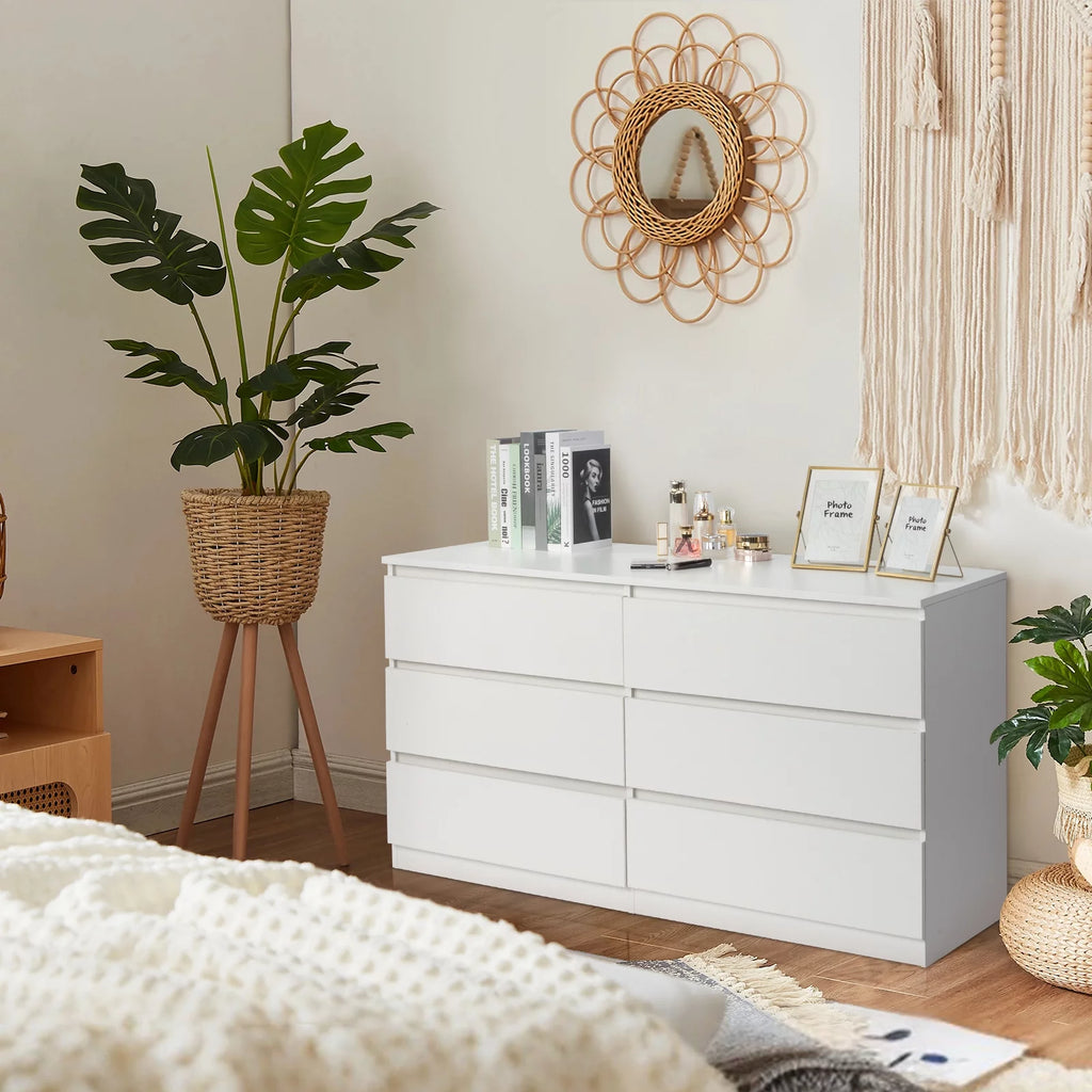 White 6 Drawer Double Dresser F937