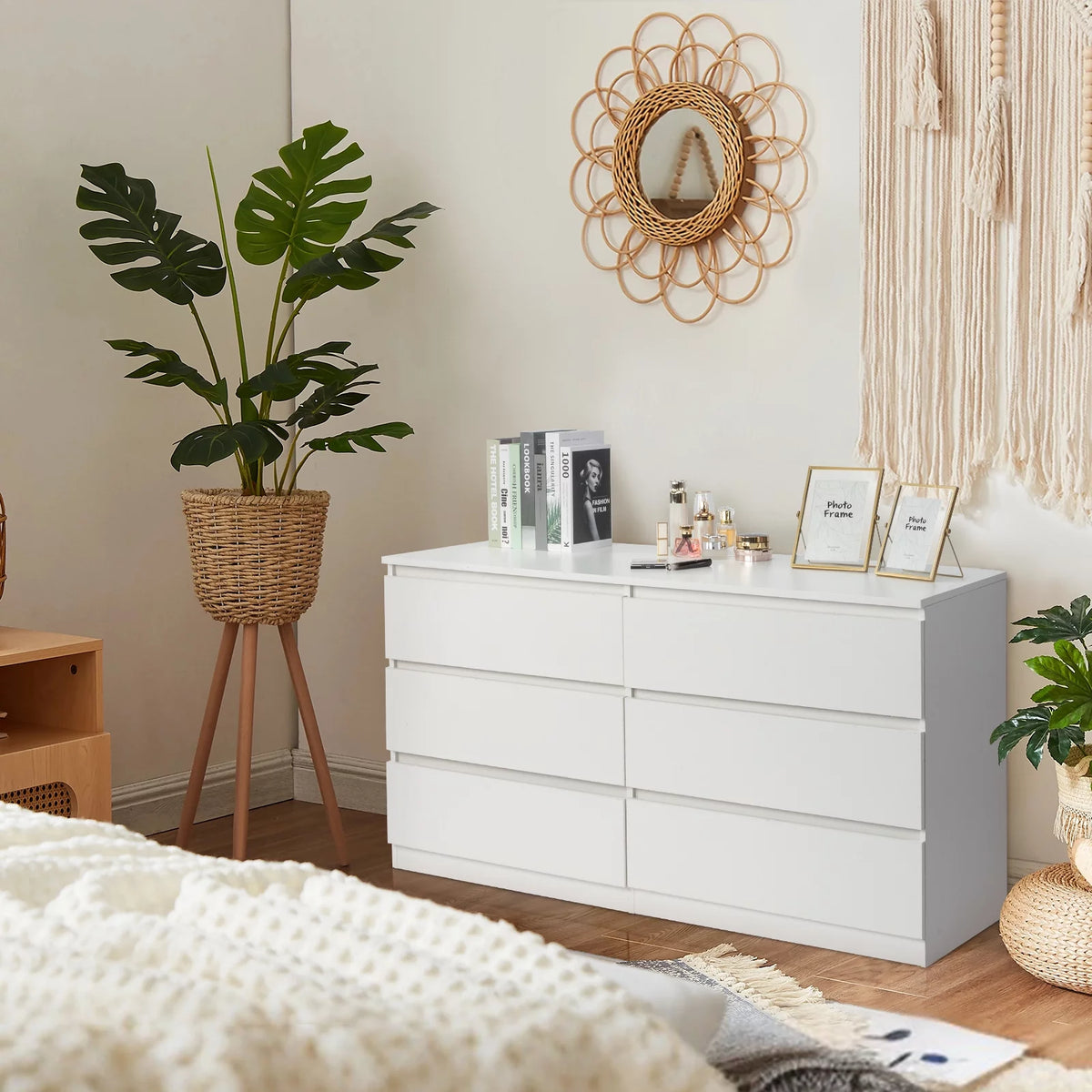 White 6 Drawer Double Dresser F937
