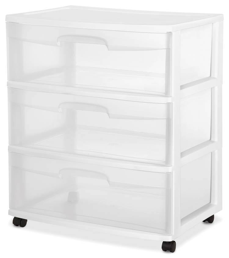 3 Drawer Wide Storage Cart with Caster (12 Pack) R596