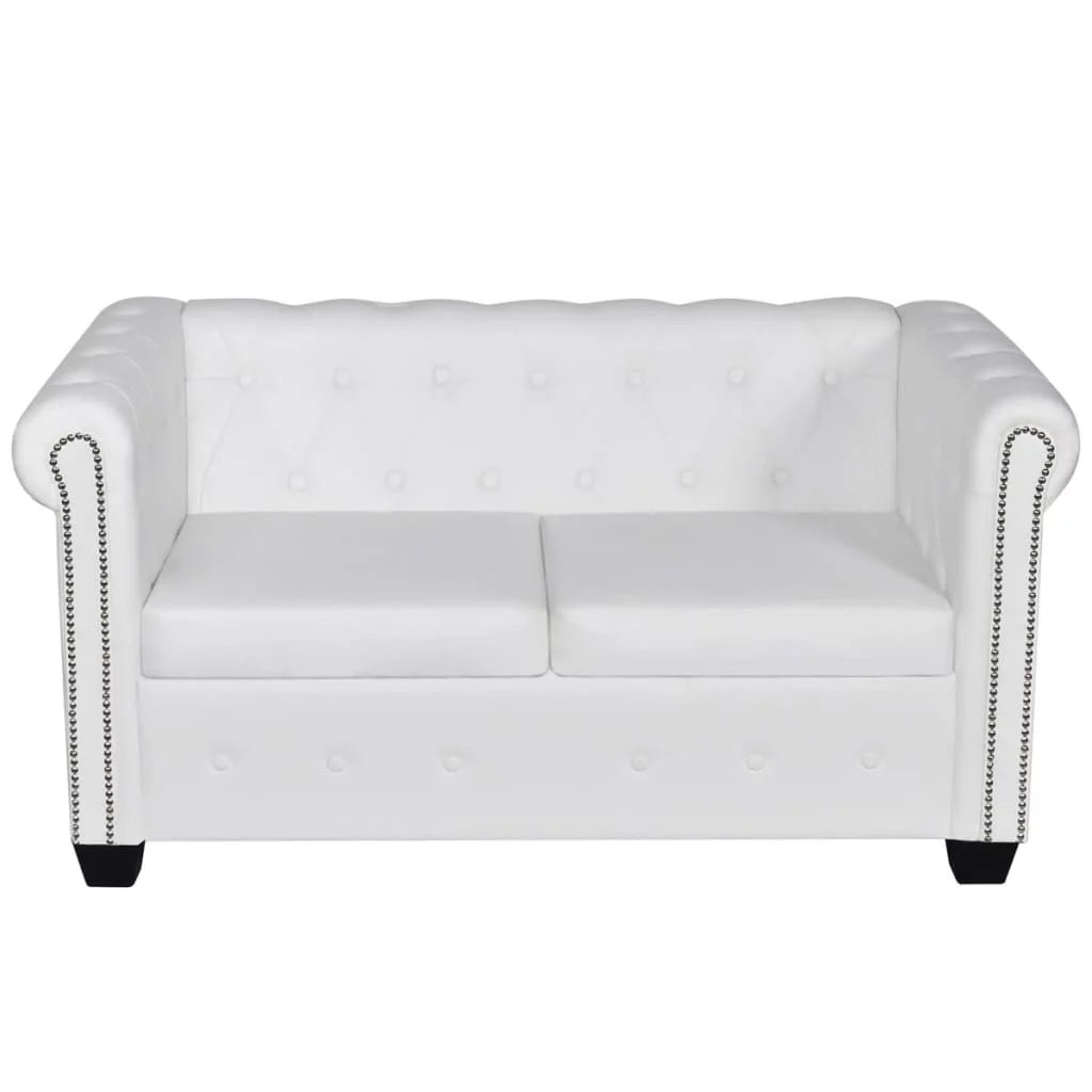 White 2-Seater Artificial Leather Sofa H81007