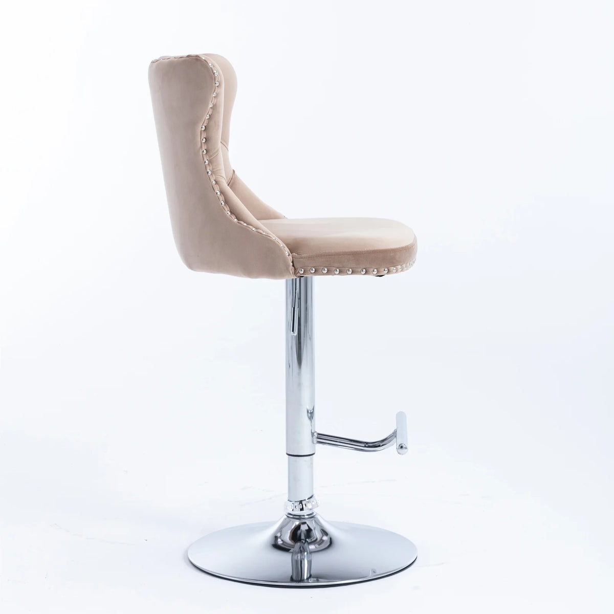 Khaki Velvet Upholstered Swivel Bar Stools, Set of 4 L872