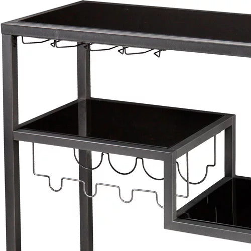 Bar Cart - Gunmetal Gray with Black Glass L3825