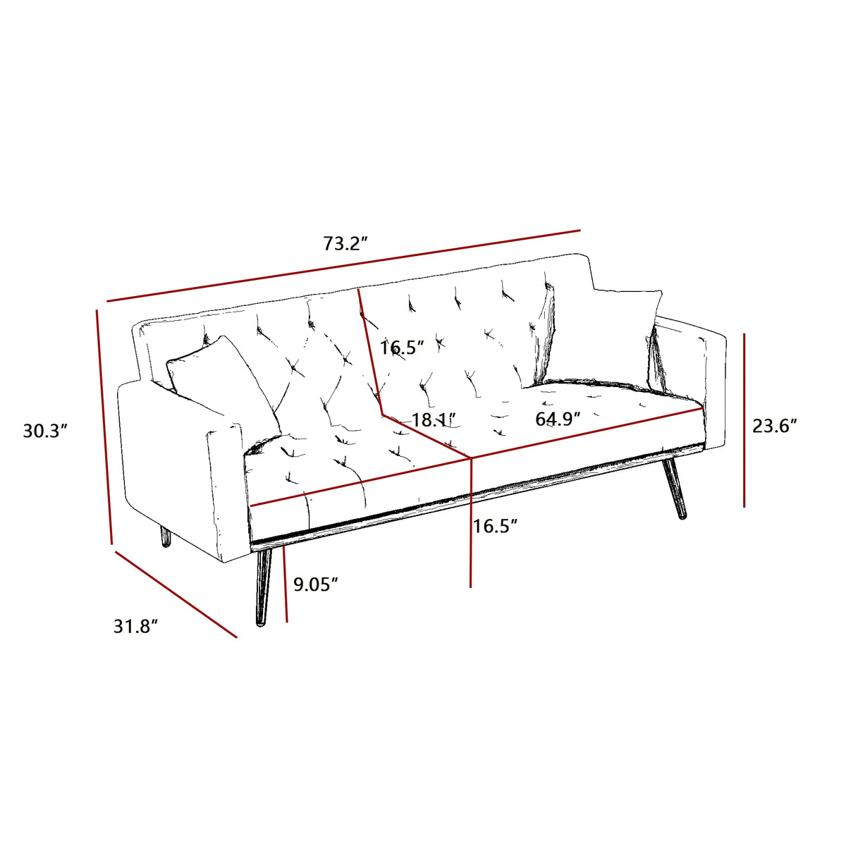 Convertible Folding Futon Sofa Bed M356704