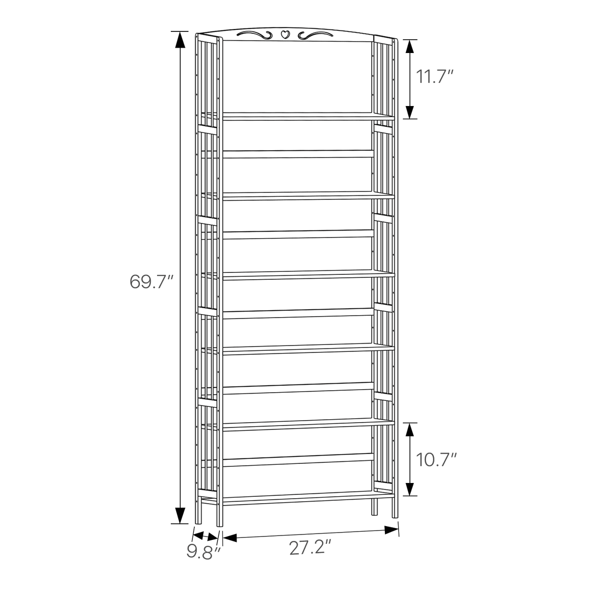 Bamboo 6 Tiers Open Bookshelf Y448