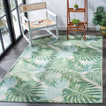 Green/Teal Tropical Palm Leaves Outdoor Area Rug T735