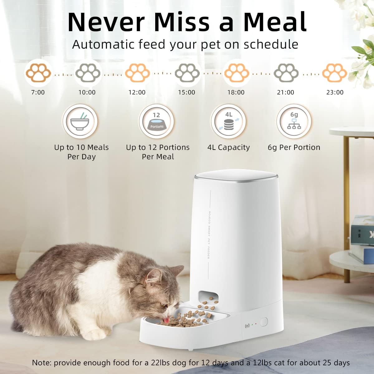 Automatic Cat Feeder with APP Control, 4L, Pack of 2 R99185