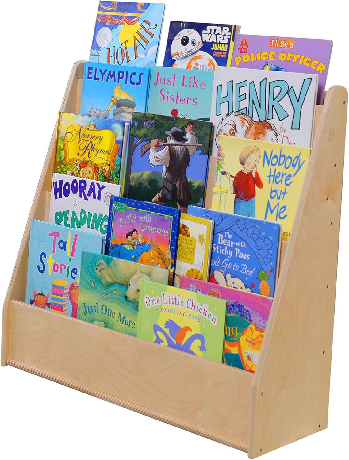 Natural Birch Hardwood 5 Shelves Kids’ Bookshelf E244