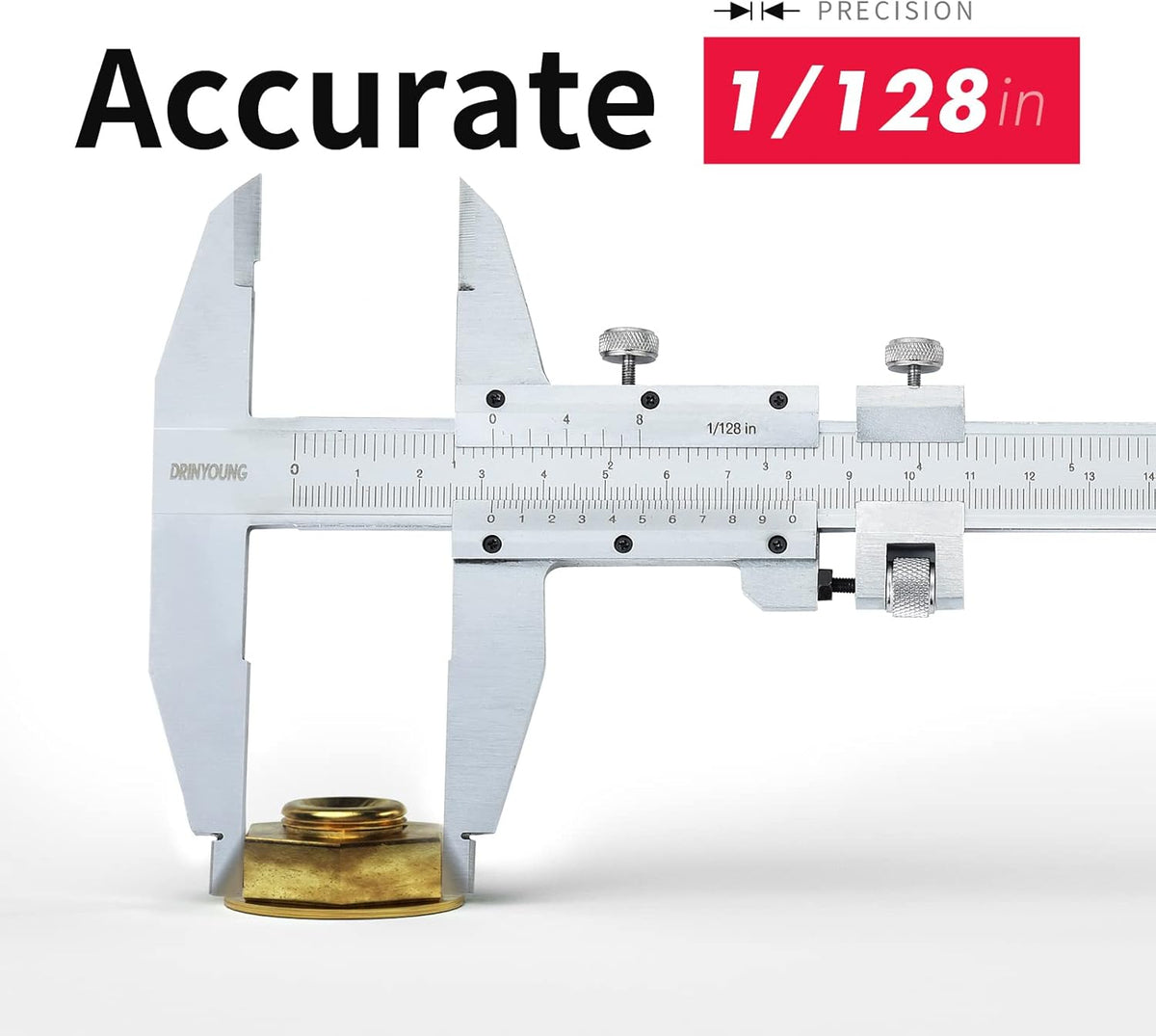 High-Precision All-Metal Vernier Caliper, Inch/Metric, 0-12"/0-300mm, Pack of 2 I6683