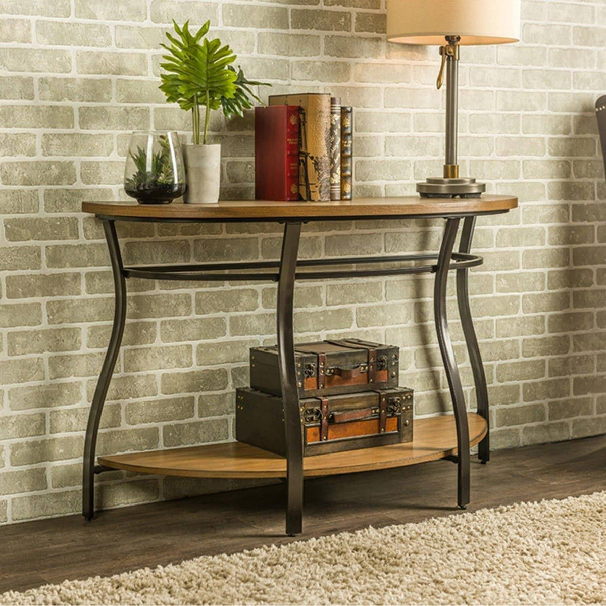Wood and Metal Console Table J925
