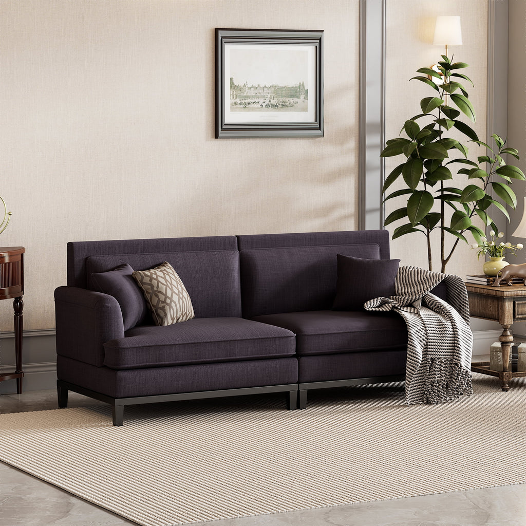 Grey Upholstered Loveseat Sofa with 2 Pillows M390834