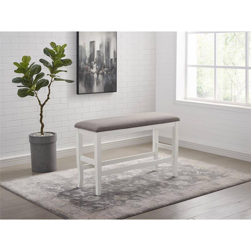 White Wood Counter Height Dining Bench G83021