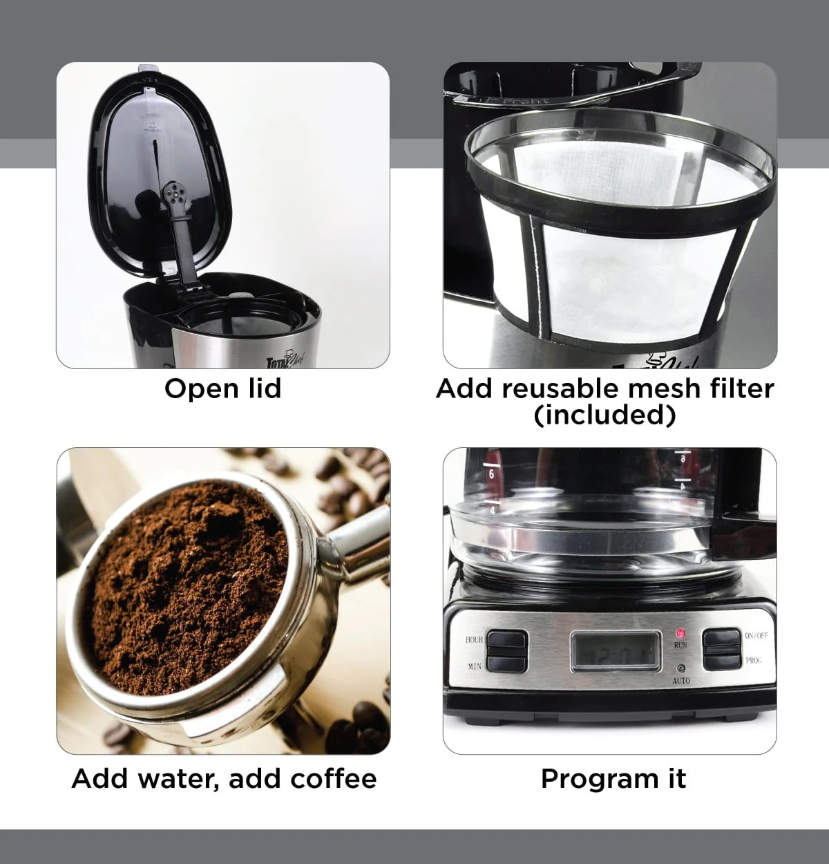 12 Cup Programmable Coffee Maker with Reusable Filter J361