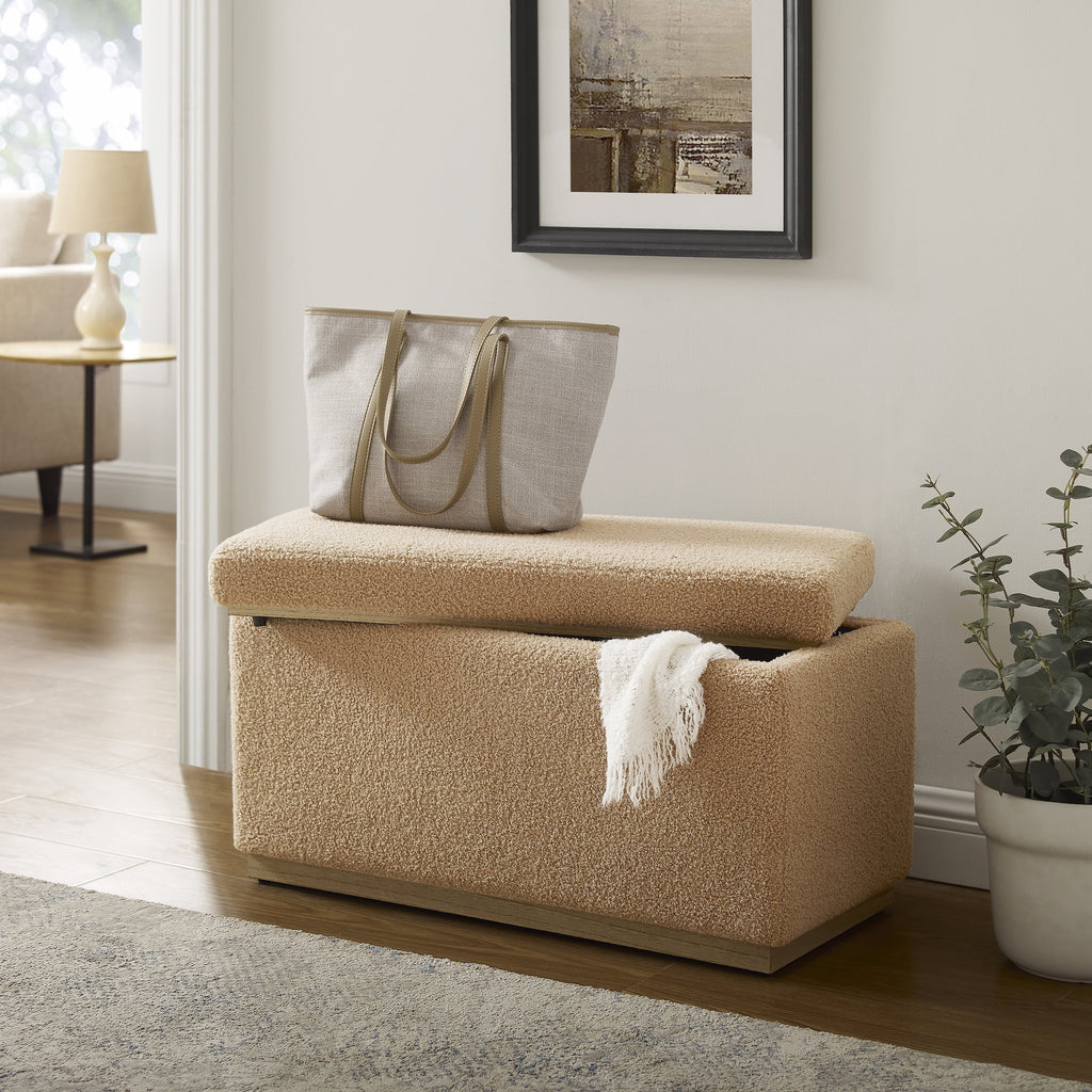 Tan Rectangle Storage Ottoman R3217