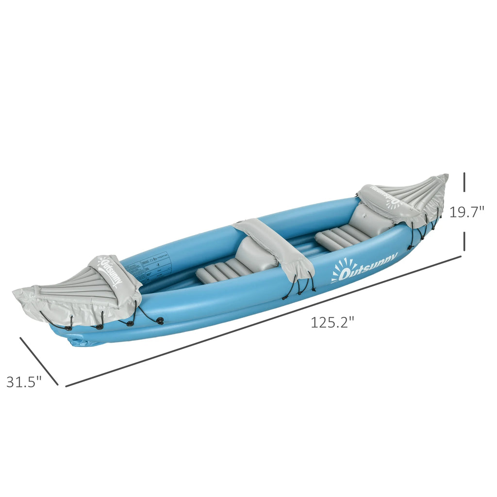 Blue 2 Person Inflatable Kayak with Aluminum Paddles and Repair Kit P1760