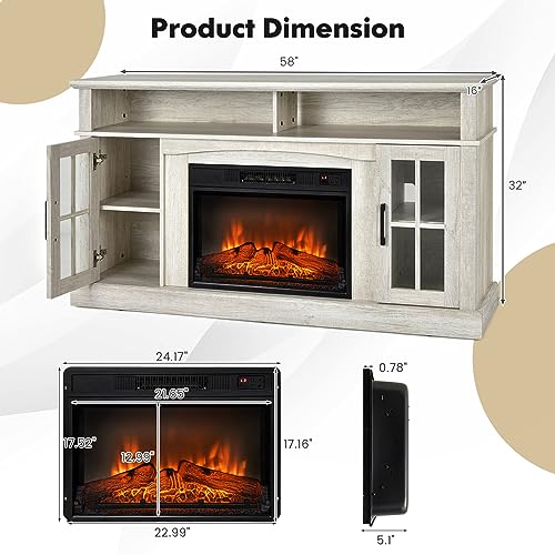 Grey Electric Fireplace TV Stand J38456