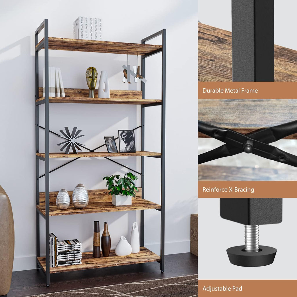 4 Tier Wood and Metal Bookshelf J521078