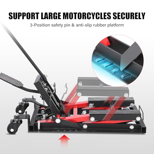 Heavy Duty Motorcycle Lift with Foot Pedal & 4 Locking Wheels R30668