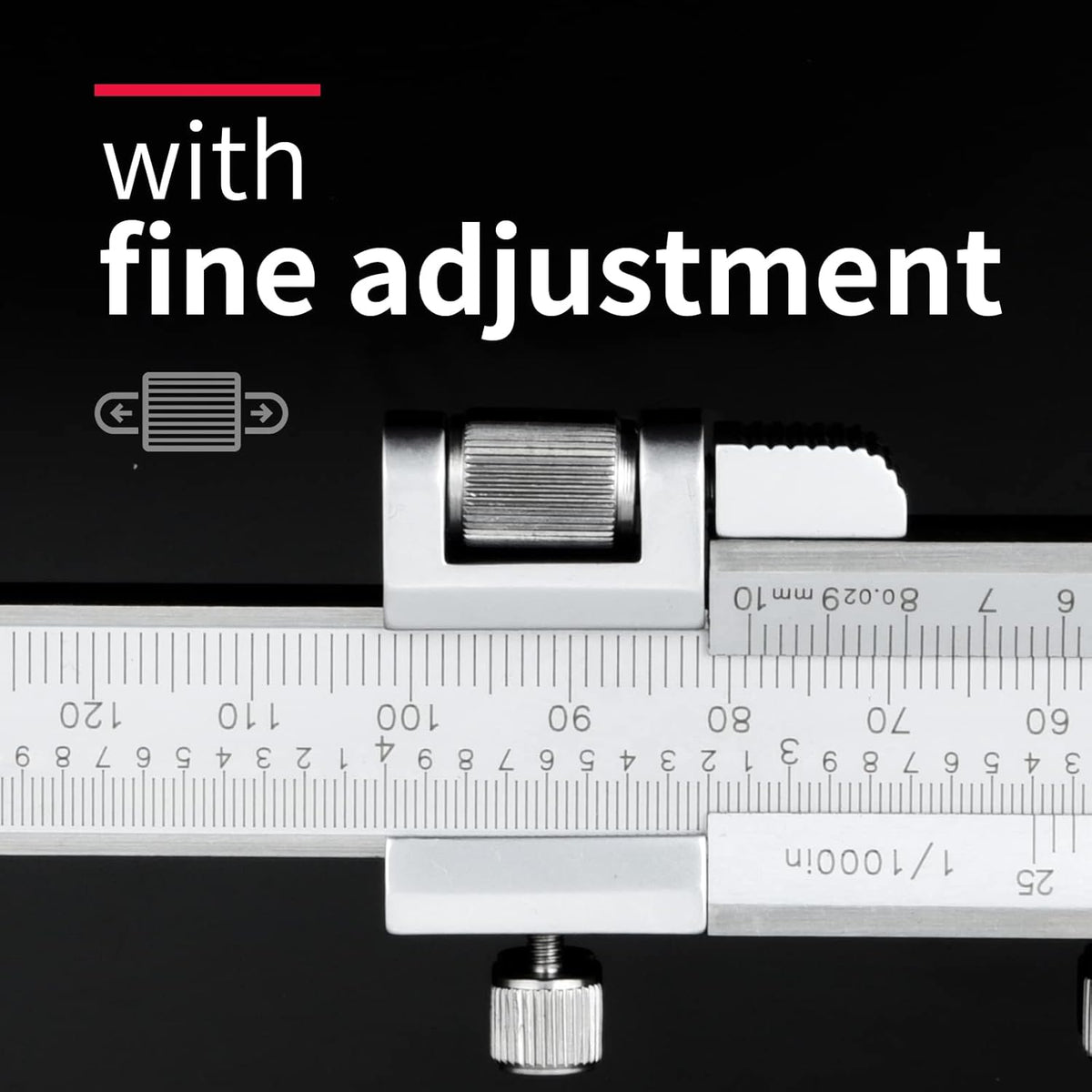 High-Precision All-Metal Vernier Caliper, Inch/Metric, 0-12"/0-300mm, Pack of 2 I6683