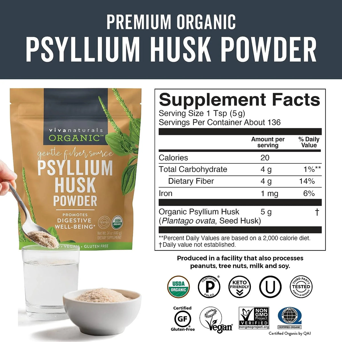 Organic Psyllium Husk Powder (1.5 lbs) N30862